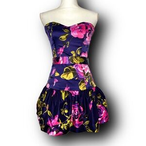 Rubber Ducky Productions, Inc. Floral Mini Dress - Purple and Pink Formal
Dance